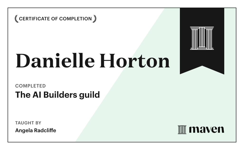 Certificate for The AI Builders guild
