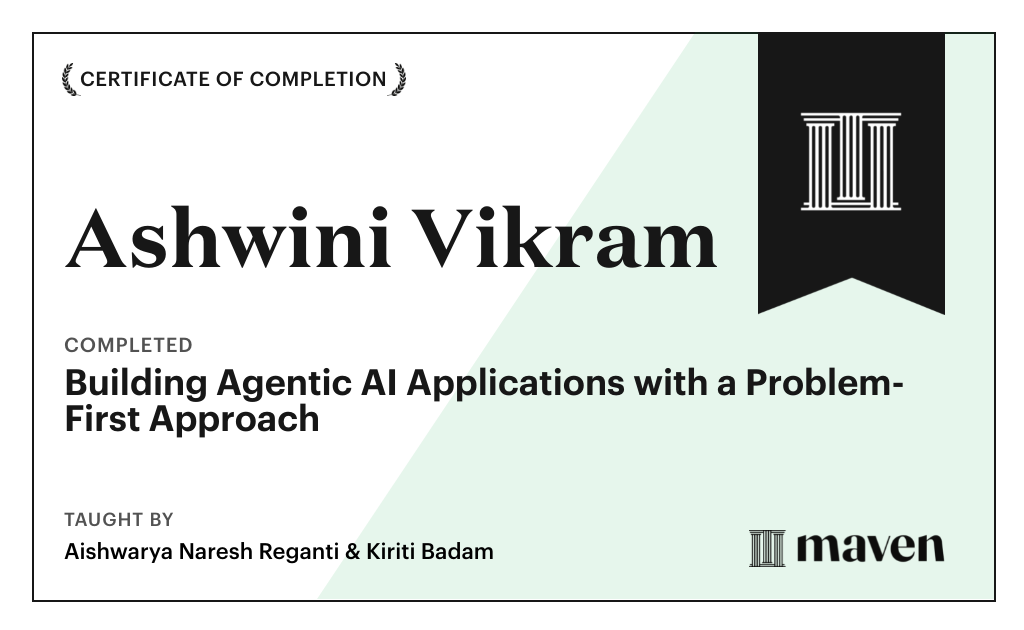 Certificate for Building Agentic AI Applications with a Problem-First Approach