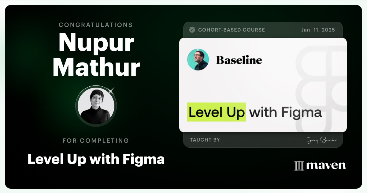 Certificate of Completion for Level Up with Figma