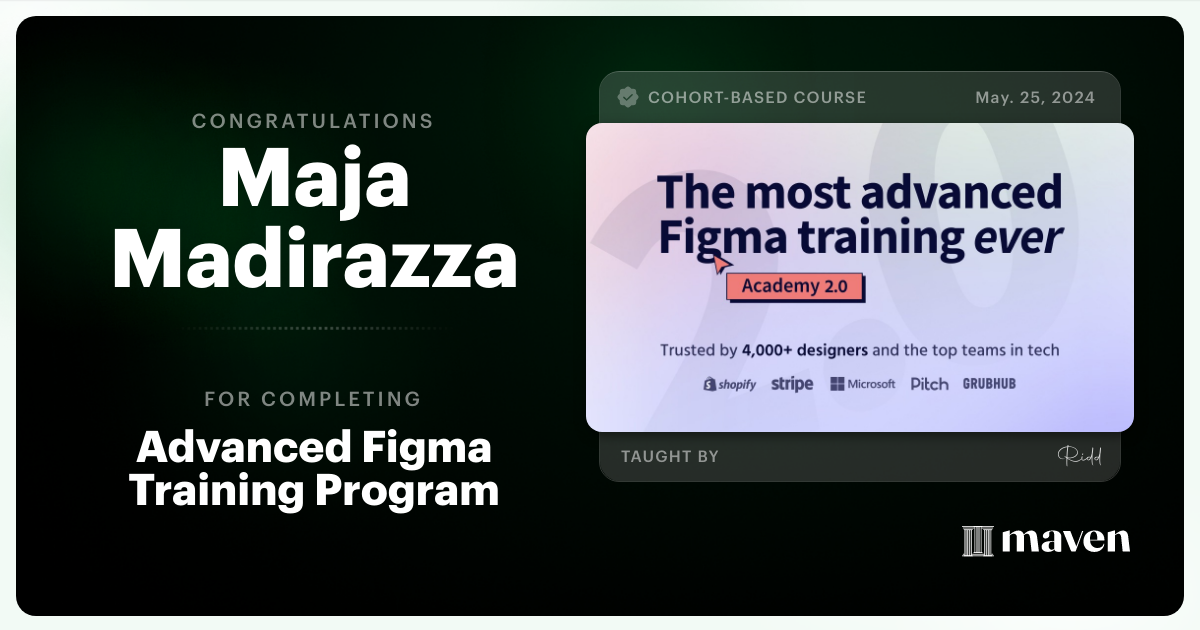 Certificate of Completion for Advanced Figma Training Program