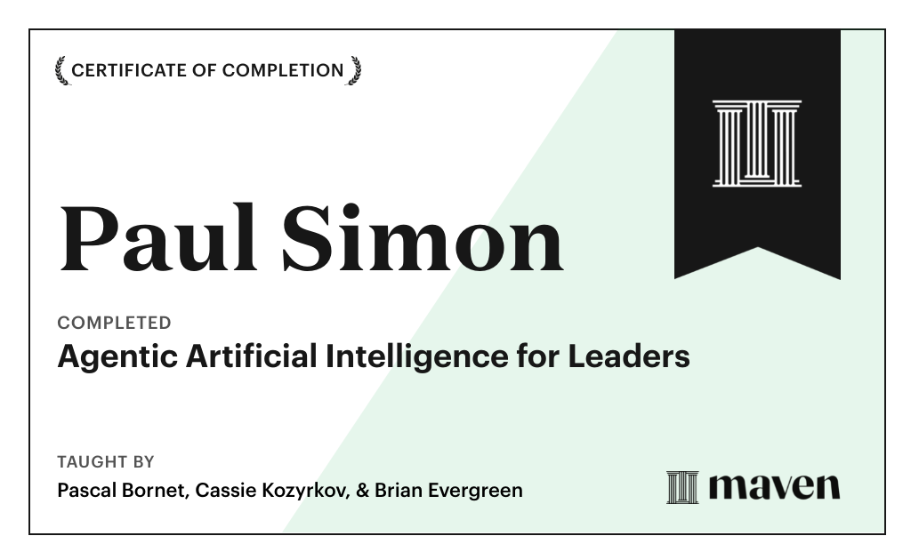 Certificate for Agentic Artificial Intelligence for Leaders