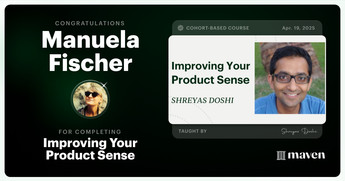 Certificate of Completion for World-class Product Sense in Practice
