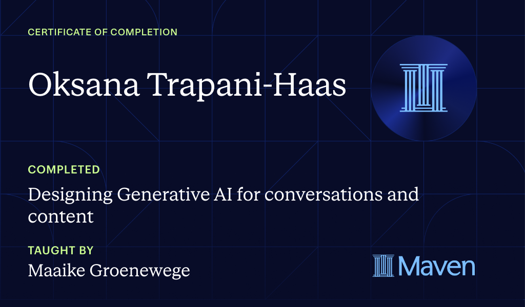 Certificate for Designing Generative AI for conversations and content