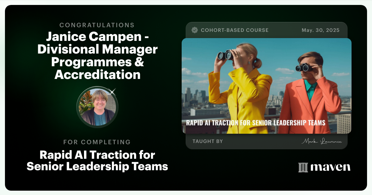 Certificate of Completion for Rapid AI Traction for Senior Leadership Teams
