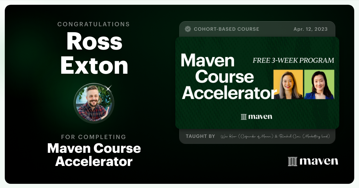 Certificate of Completion for Maven Course Accelerator
