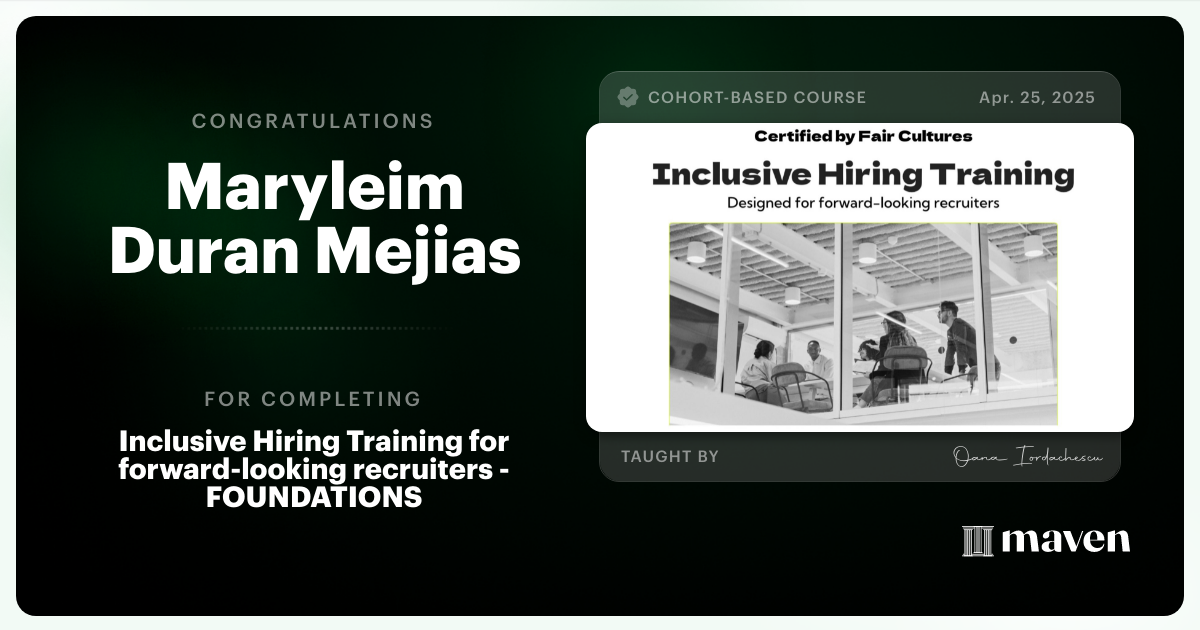 Certificate of Completion for Inclusive Hiring Training for forward-looking recruiters - FOUNDATIONS