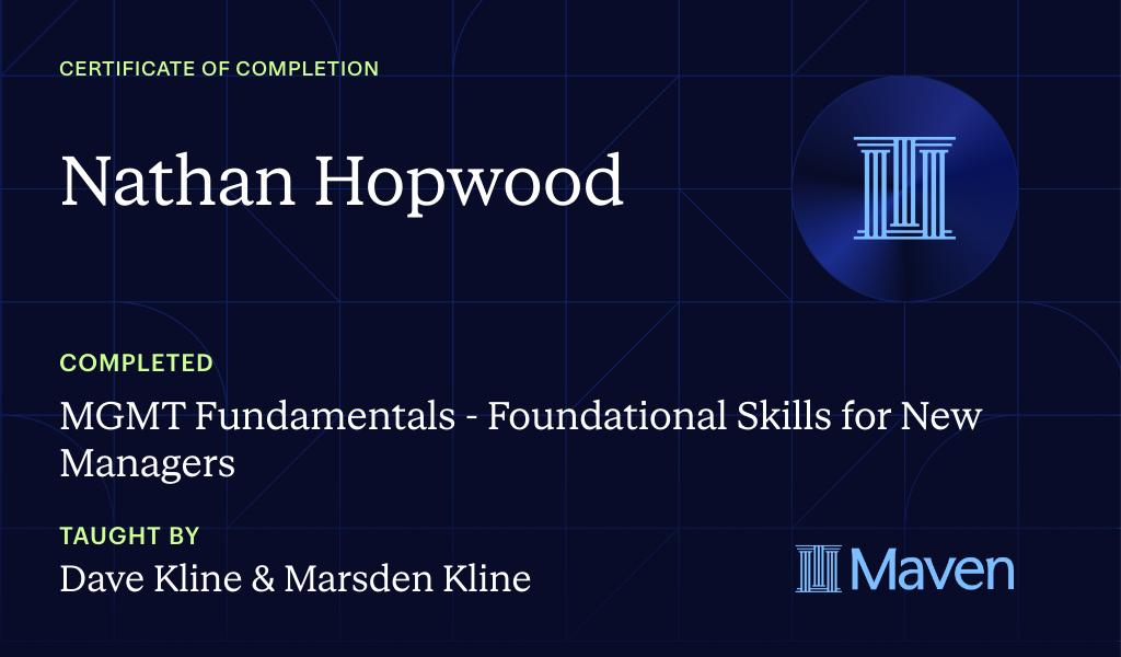 Certificate for MGMT Fundamentals: AI-Powered Leadership Skills for New Managers
