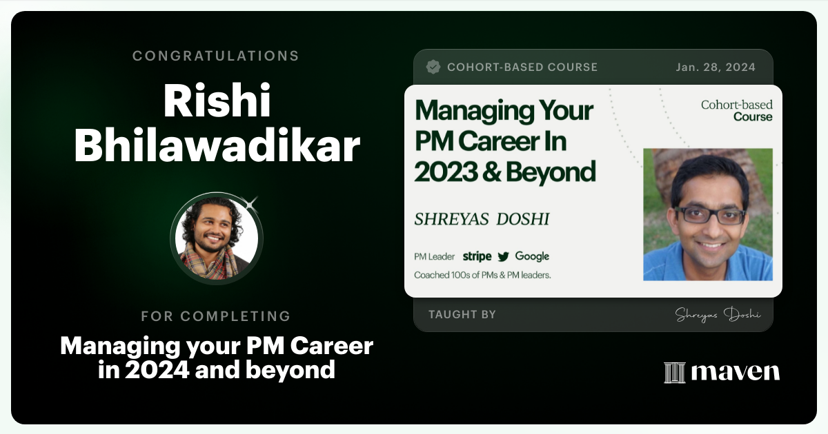 Certificate of Completion for Managing your PM Career in 2025 and beyond