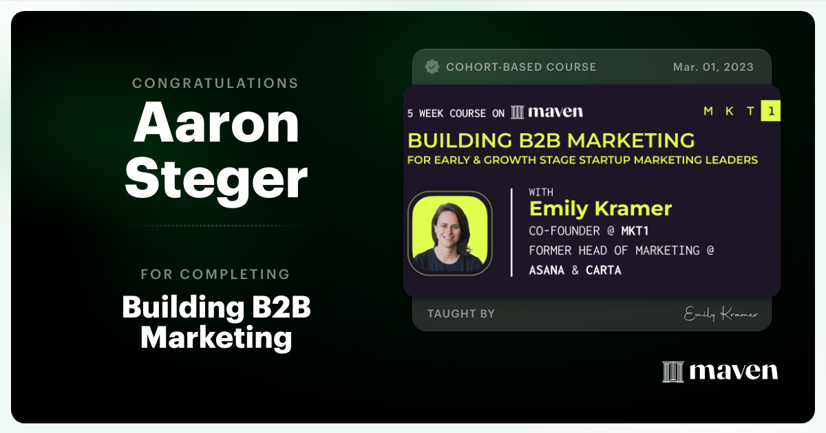 Certificate of Completion for Building B2B Marketing