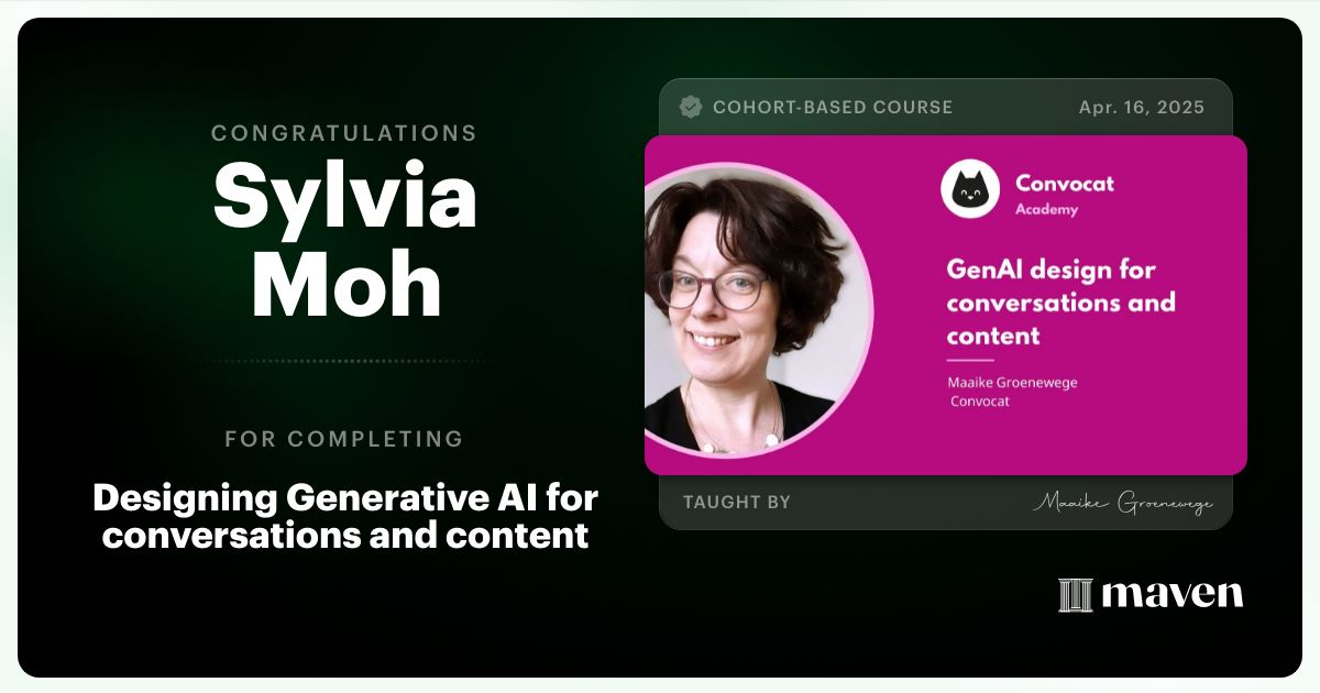 Certificate of Completion for Designing Generative AI for conversations and content