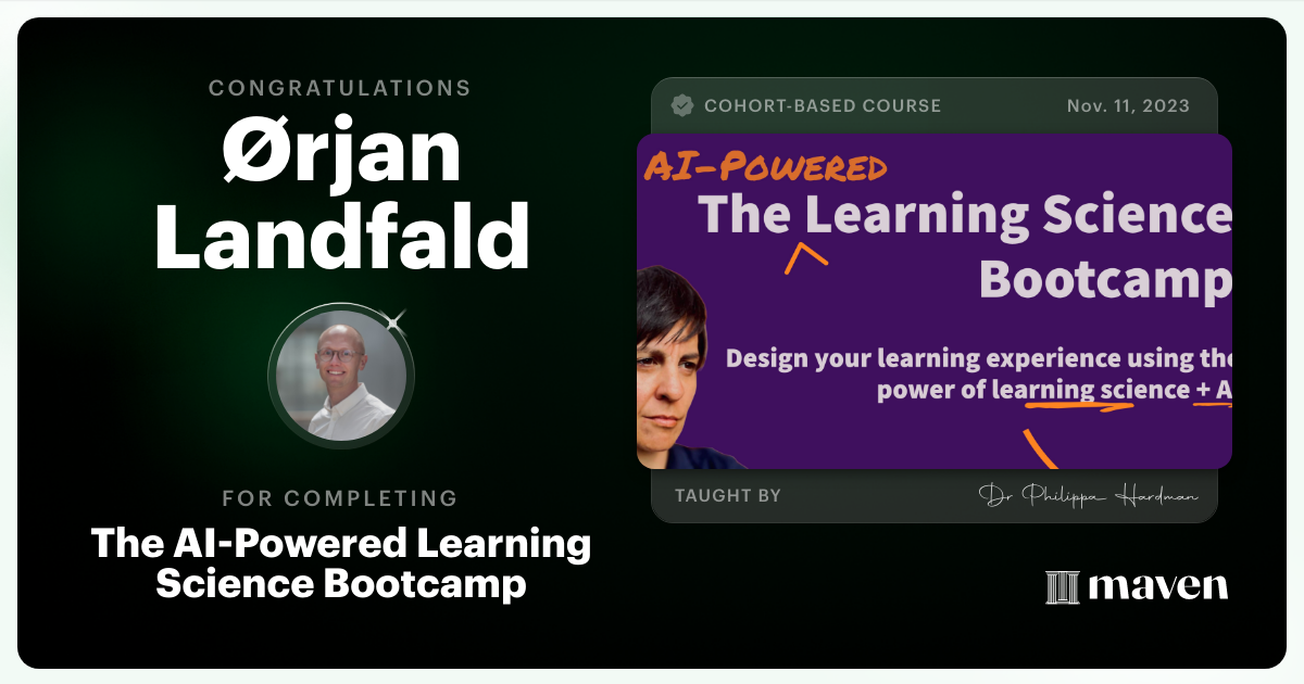 Certificate of Completion for The AI Bootcamp for L&D