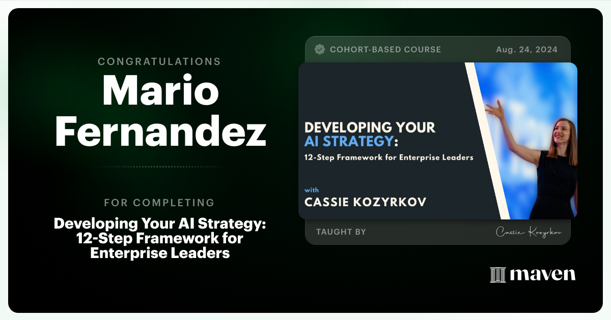 Certificate of Completion for Developing Your AI Strategy: A Framework for Leadership