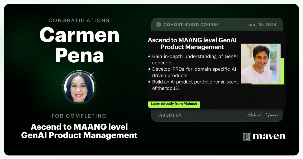 Certificate of Completion for Agentic AI Product Management Certification