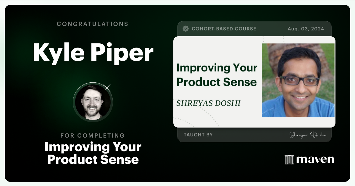 Certificate of Completion for World-class Product Sense in Practice
