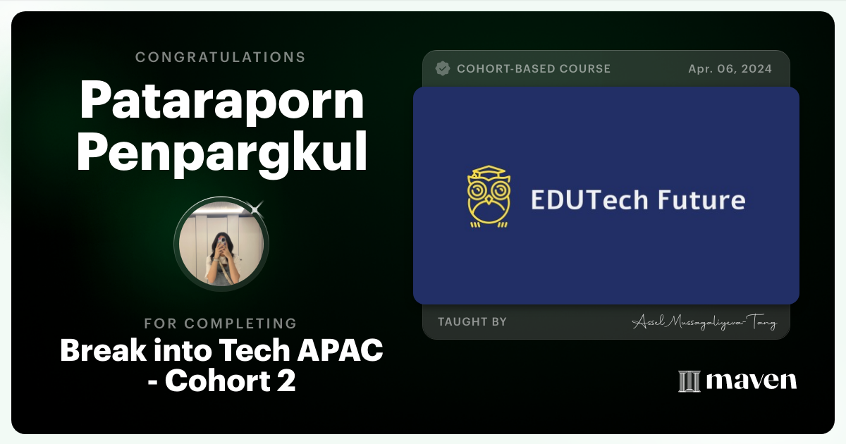 Certificate of Completion for Break into Tech - Early Career