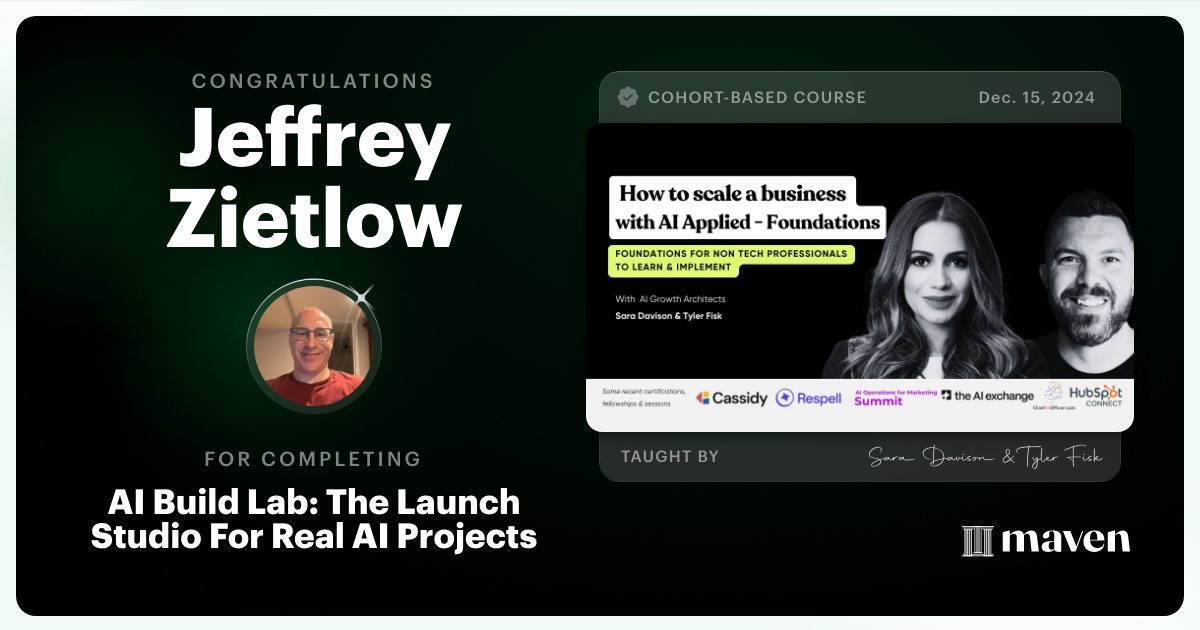 Certificate of Completion for Master Market-Ready Agentic AI Workflows: Step-by-Step, No Code Required