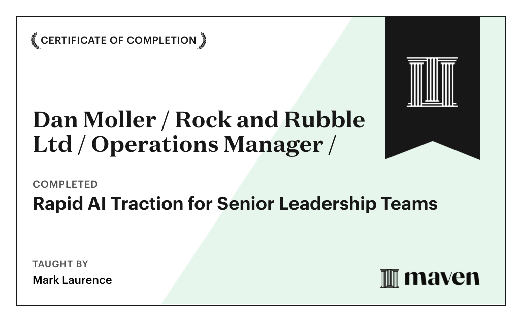 Certificate for Rapid AI Traction for Senior Leadership Teams