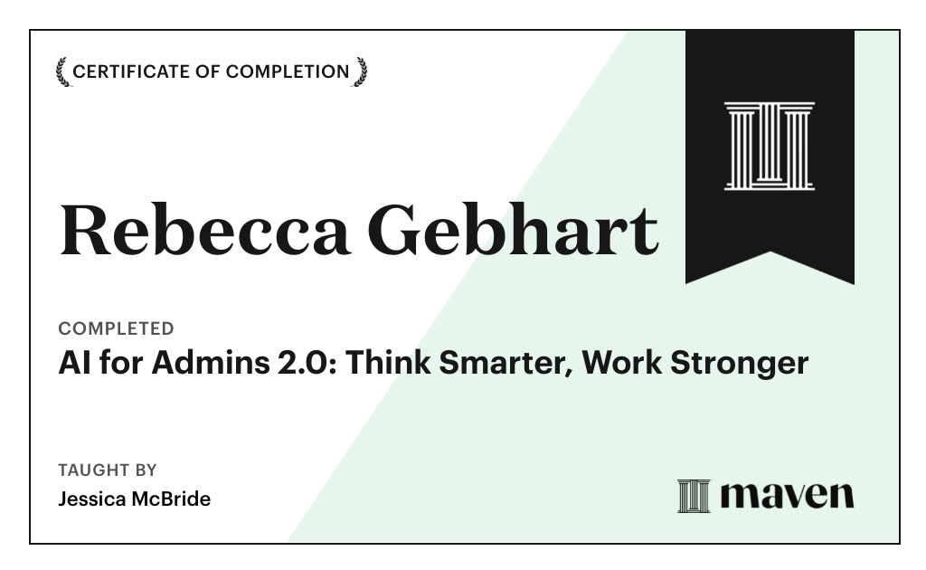 Certificate for AI for Admins 2.0: Think Smarter, Work Stronger