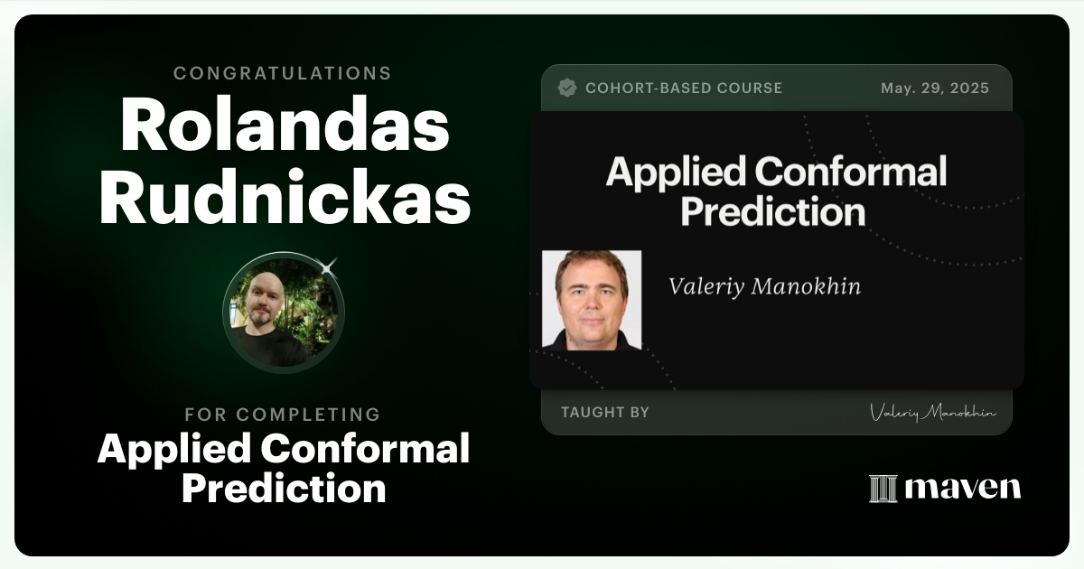 Certificate of Completion for Applied Conformal Prediction