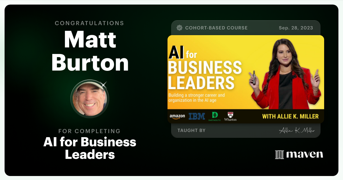Certificate of Completion for AI for Business Leaders
