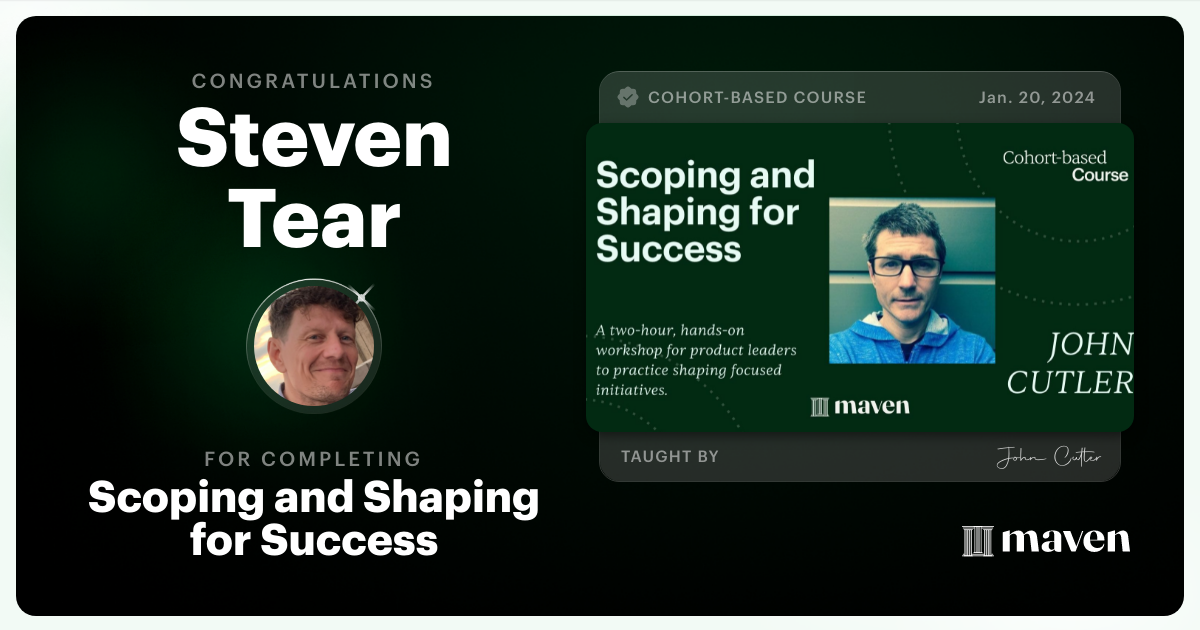 Certificate of Completion for Scoping and Shaping for Success