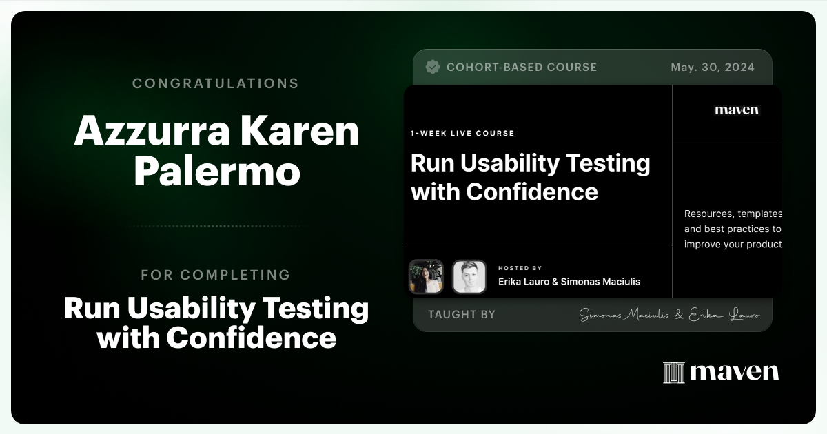 Certificate of Completion for Run Usability Testing with Confidence