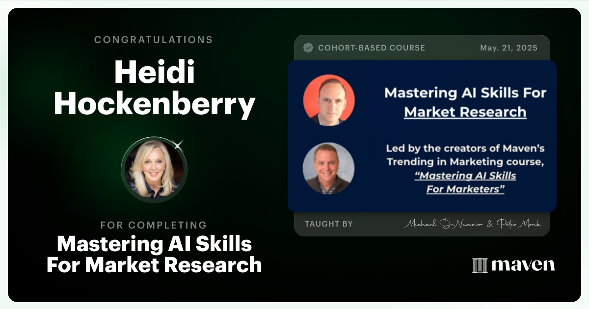 Certificate of Completion for Mastering AI Skills For Market Research