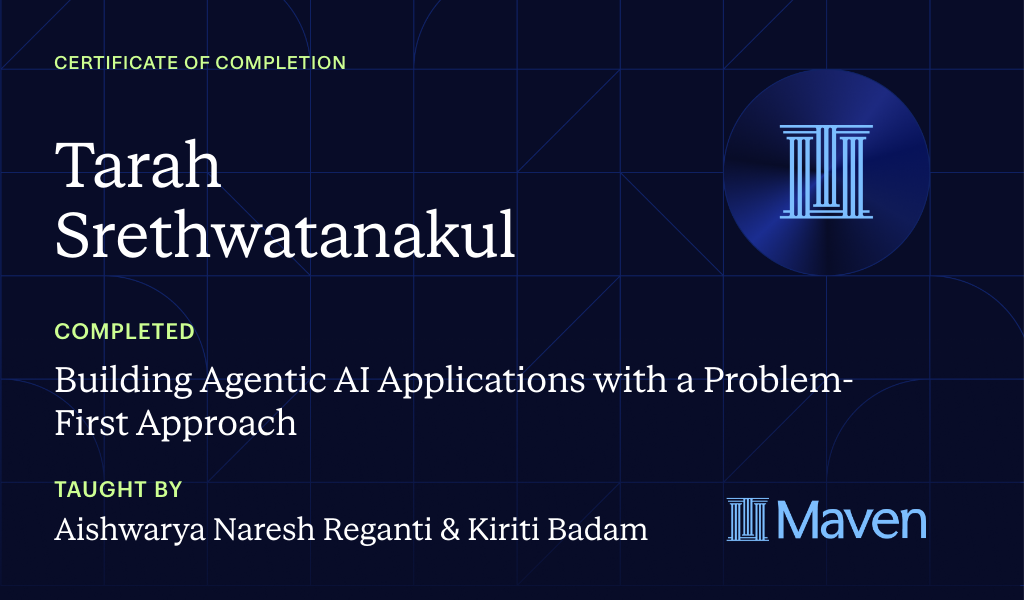 Certificate for Building Agentic AI Applications with a Problem-First Approach