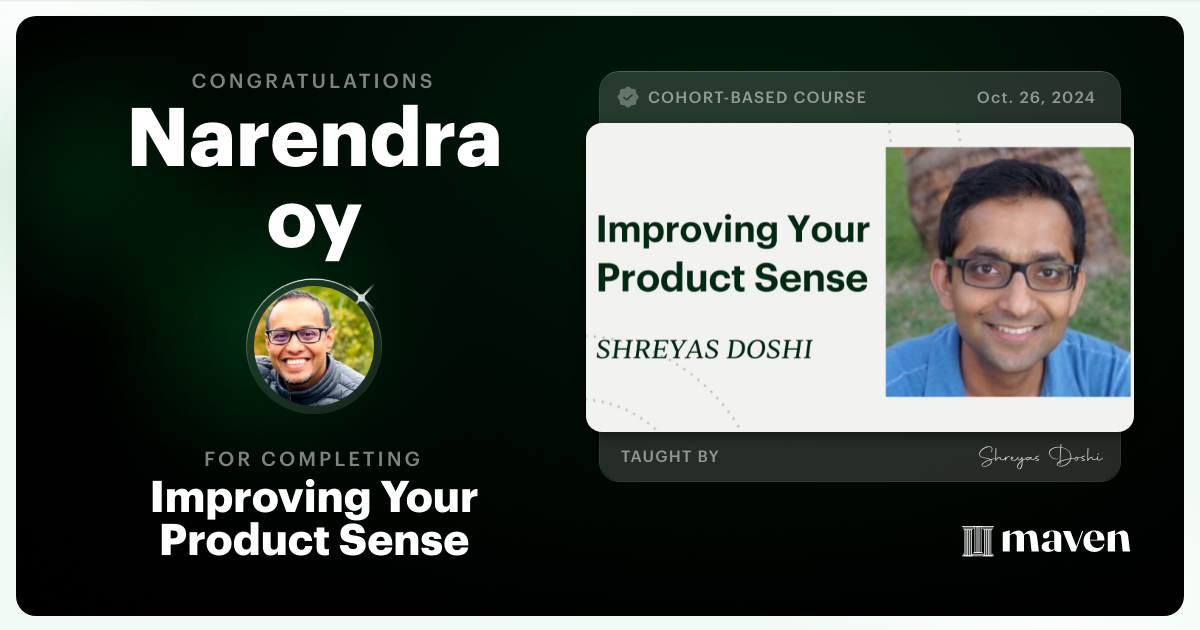 Certificate of Completion for World-class Product Sense in Practice