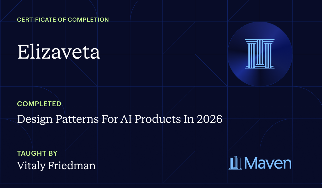Certificate for Design Patterns For AI Products In 2026