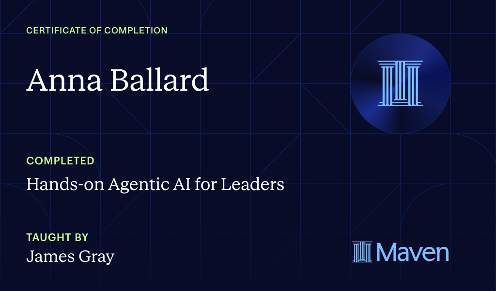 Certificate for Hands-on Agentic AI for Leaders