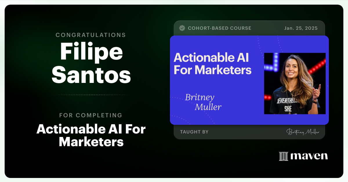 Certificate of Completion for Actionable AI For Marketers