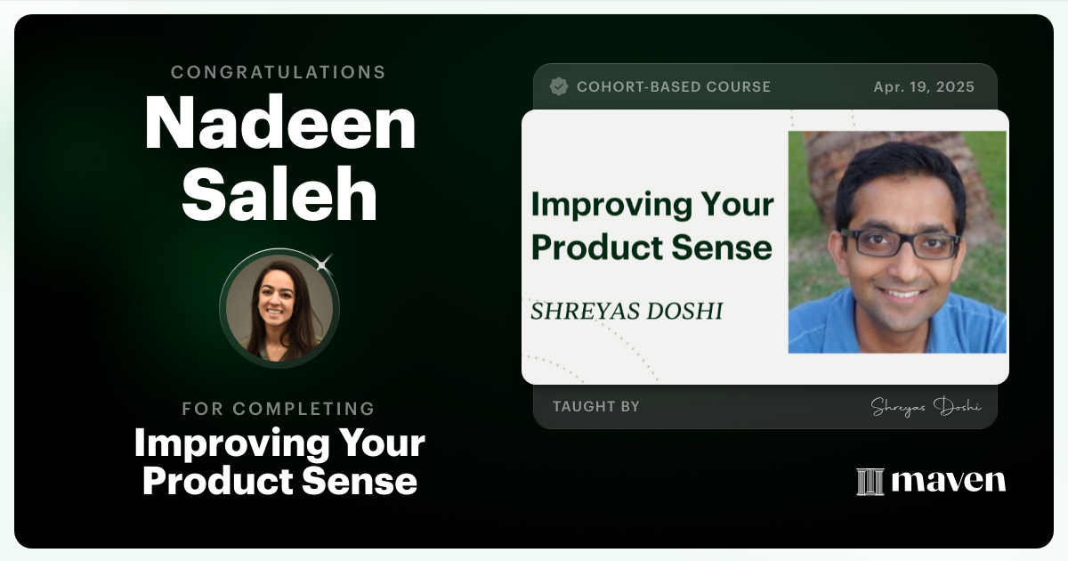 Certificate of Completion for World-class Product Sense in Practice