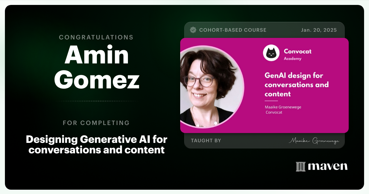 Certificate of Completion for Designing Generative AI for conversations and content