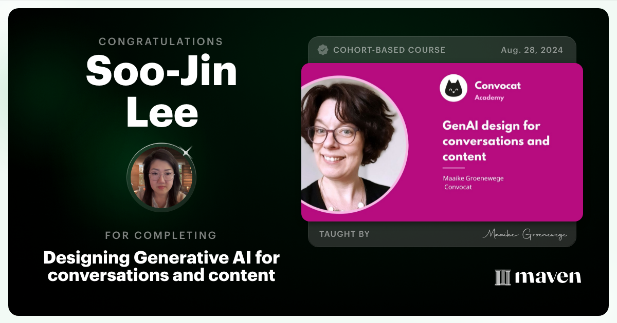 Certificate of Completion for Designing Generative AI for conversations and content