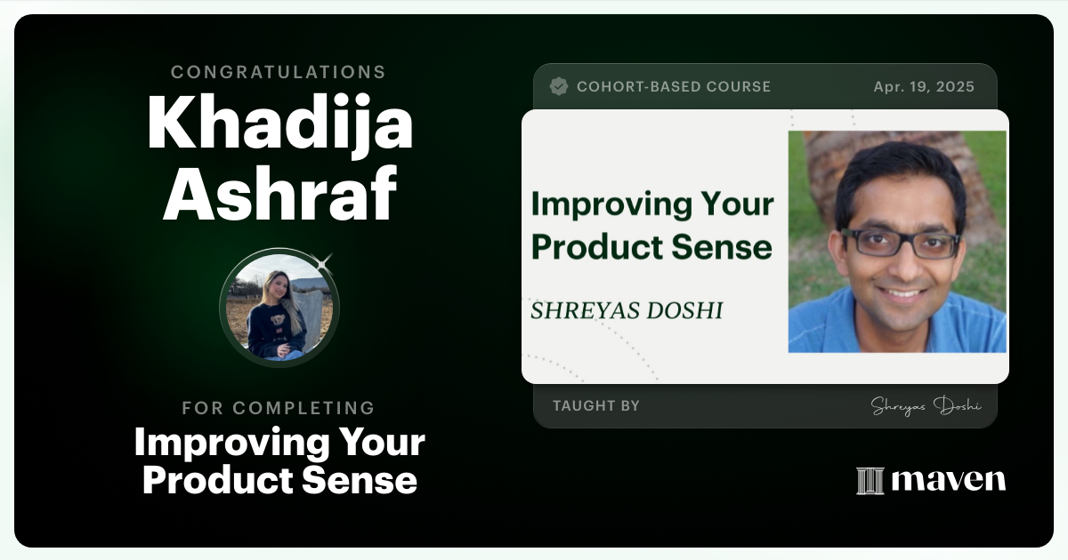 Certificate of Completion for World-class Product Sense in Practice