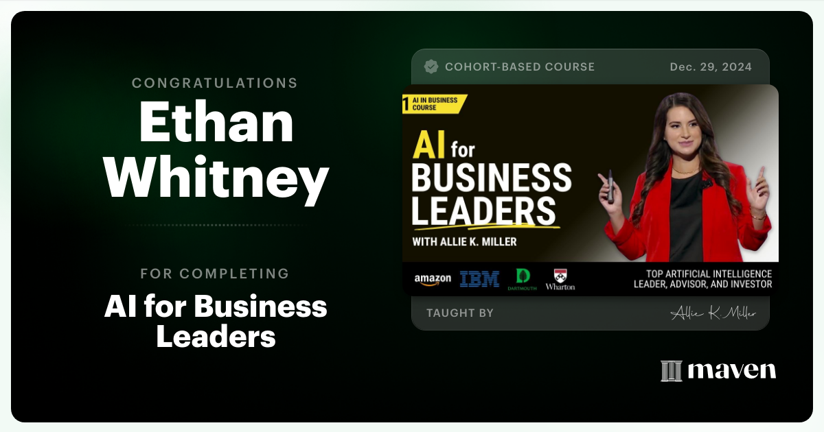 Certificate of Completion for AI for Business Leaders