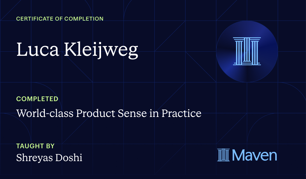 Certificate for World-class Product Sense in Practice