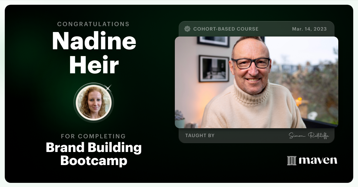 Certificate of Completion for Start-up Brand Bootcamp