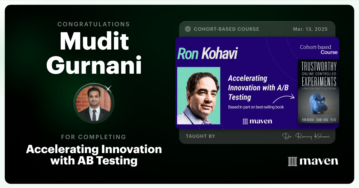 Certificate of Completion for Accelerating Innovation with A/B Testing