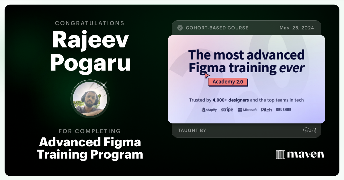 Certificate of Completion for Advanced Figma Training Program
