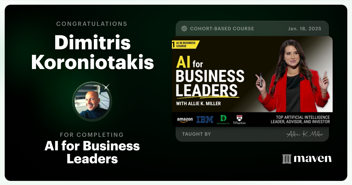 Certificate of Completion for AI for Business Leaders