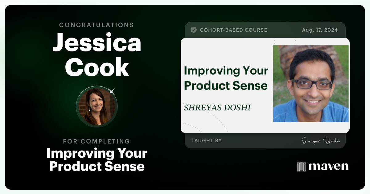 Certificate of Completion for World-class Product Sense in Practice