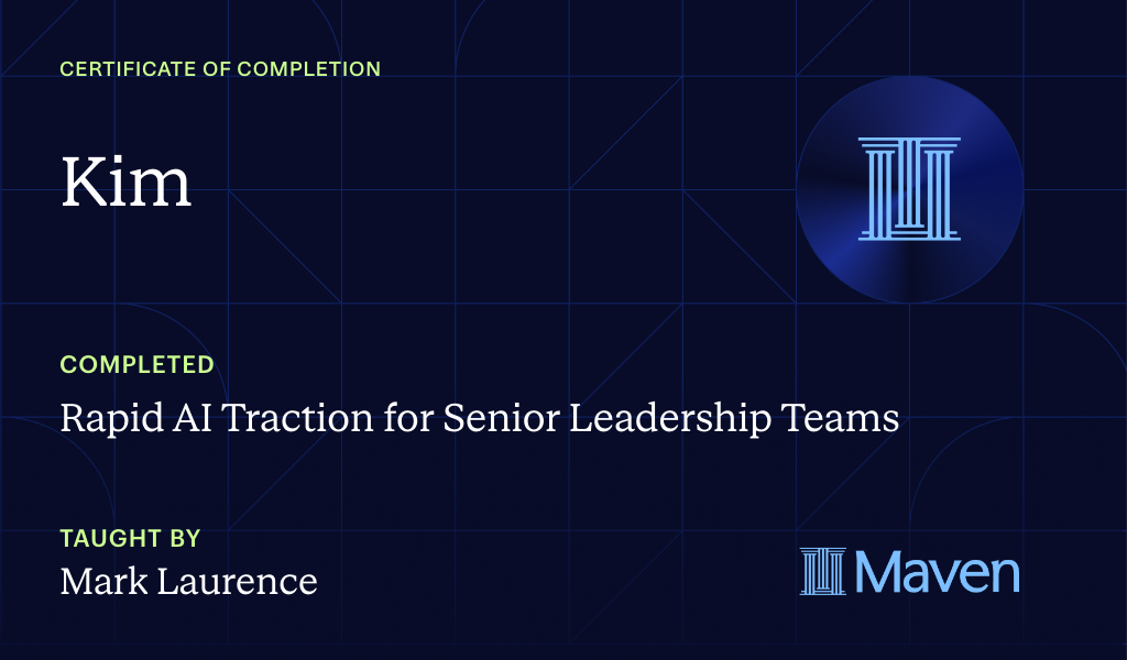 Certificate for Rapid AI Traction for Senior Leadership Teams