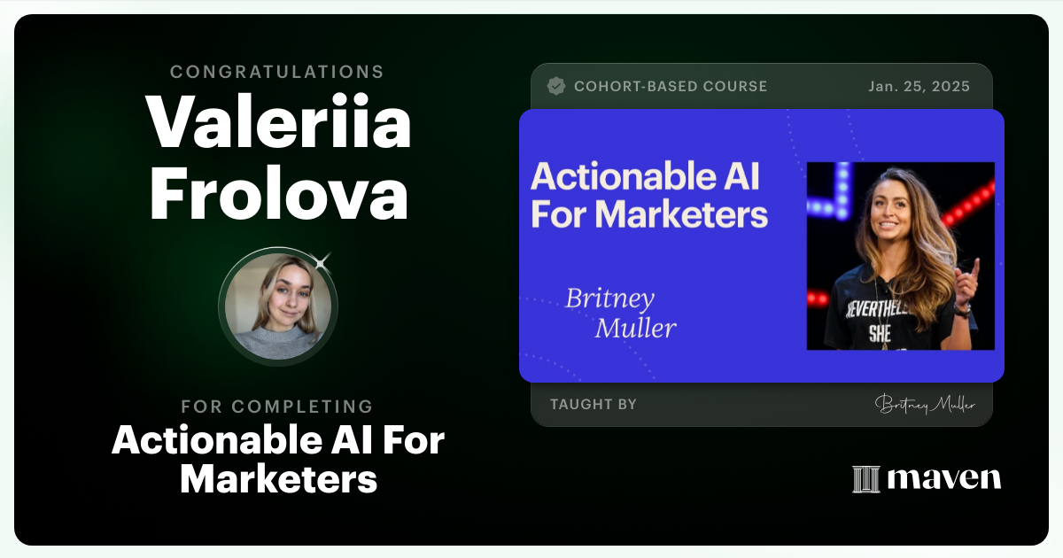 Certificate of Completion for Actionable AI For Marketers