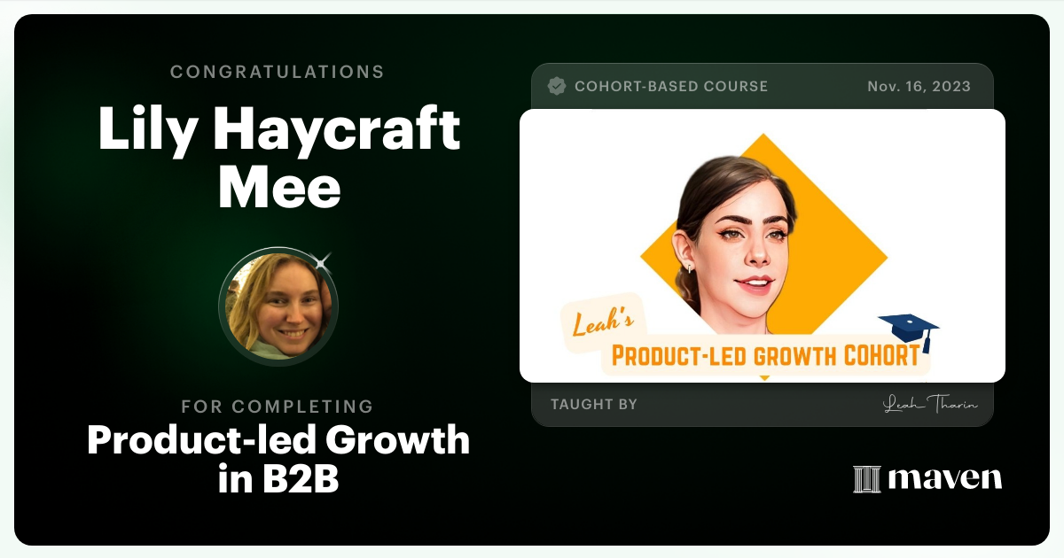 Certificate of Completion for Product-led Growth in B2B