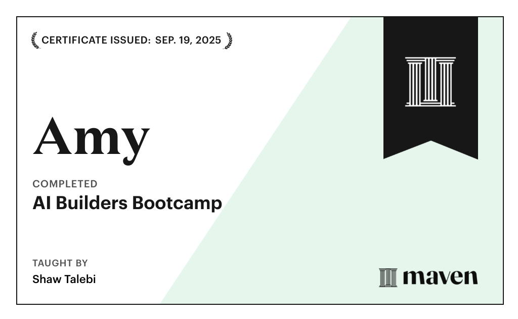 Certificate for AI Builders Bootcamp