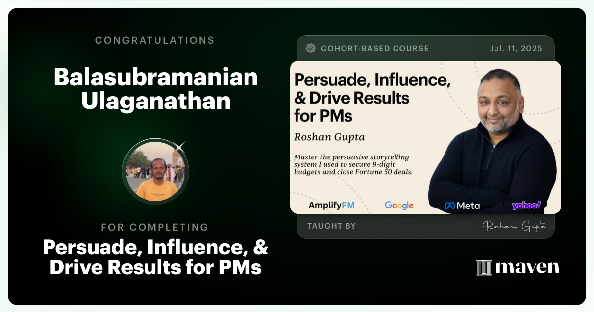 Certificate of Completion for Persuading People: The PM's Edge in the Age of AI
