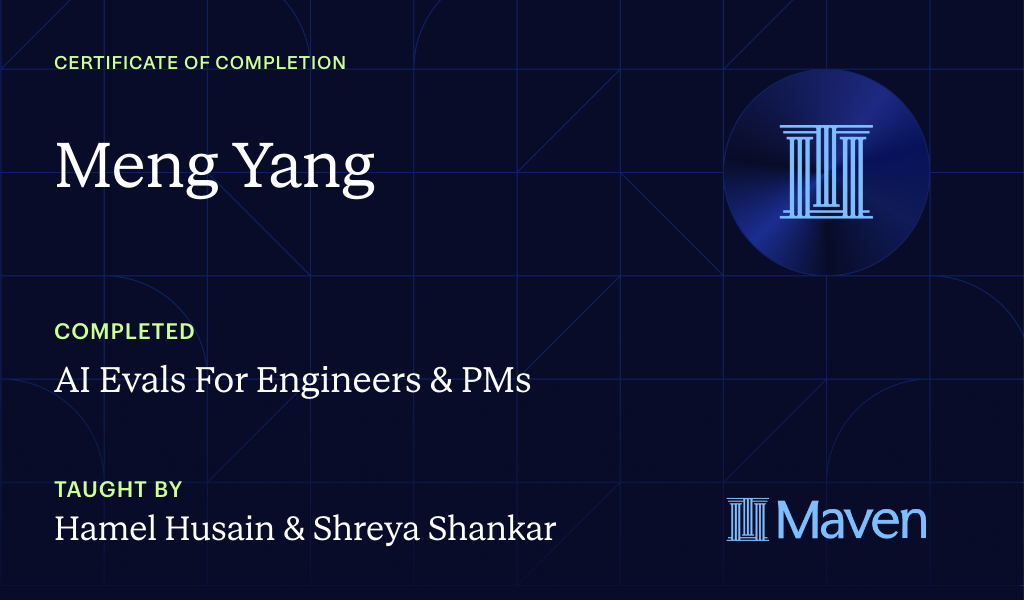 Certificate for AI Evals For Engineers & PMs