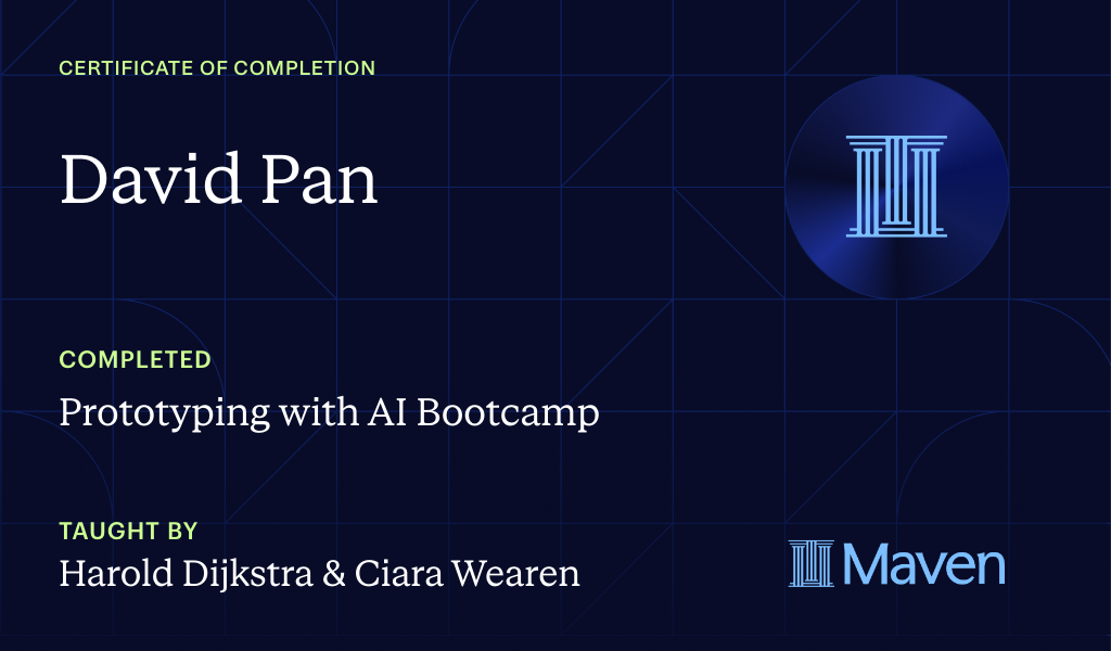 Certificate for Vibe Coding Bootcamp
